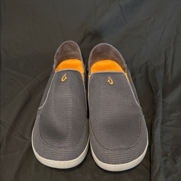 OluKai Men's Charcoal and Orange Slip-On Loafers - Picture 1 of 5